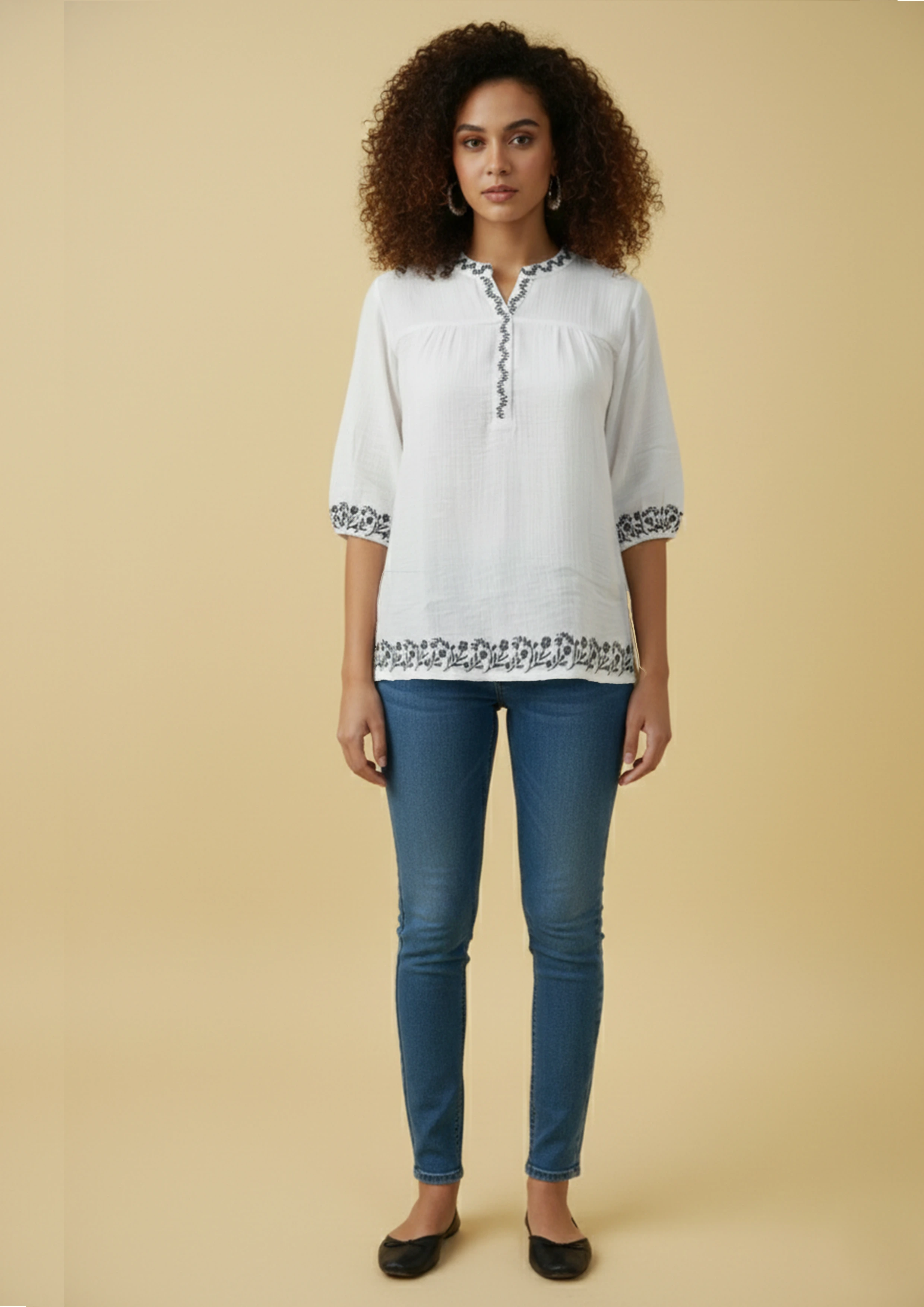 Ivory Noir Breeze Cotton Short Kurti