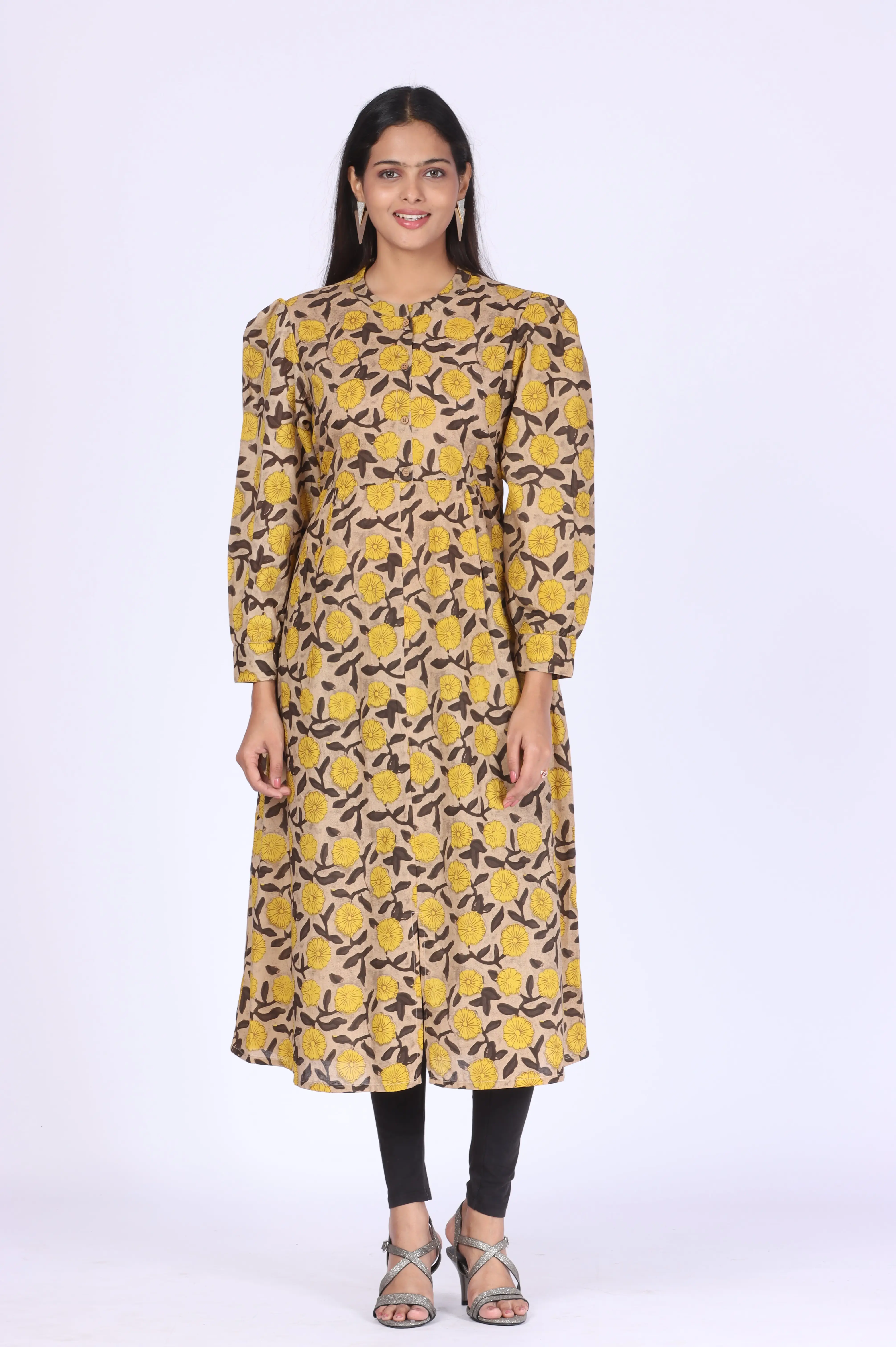 A flared all over print Kurti
