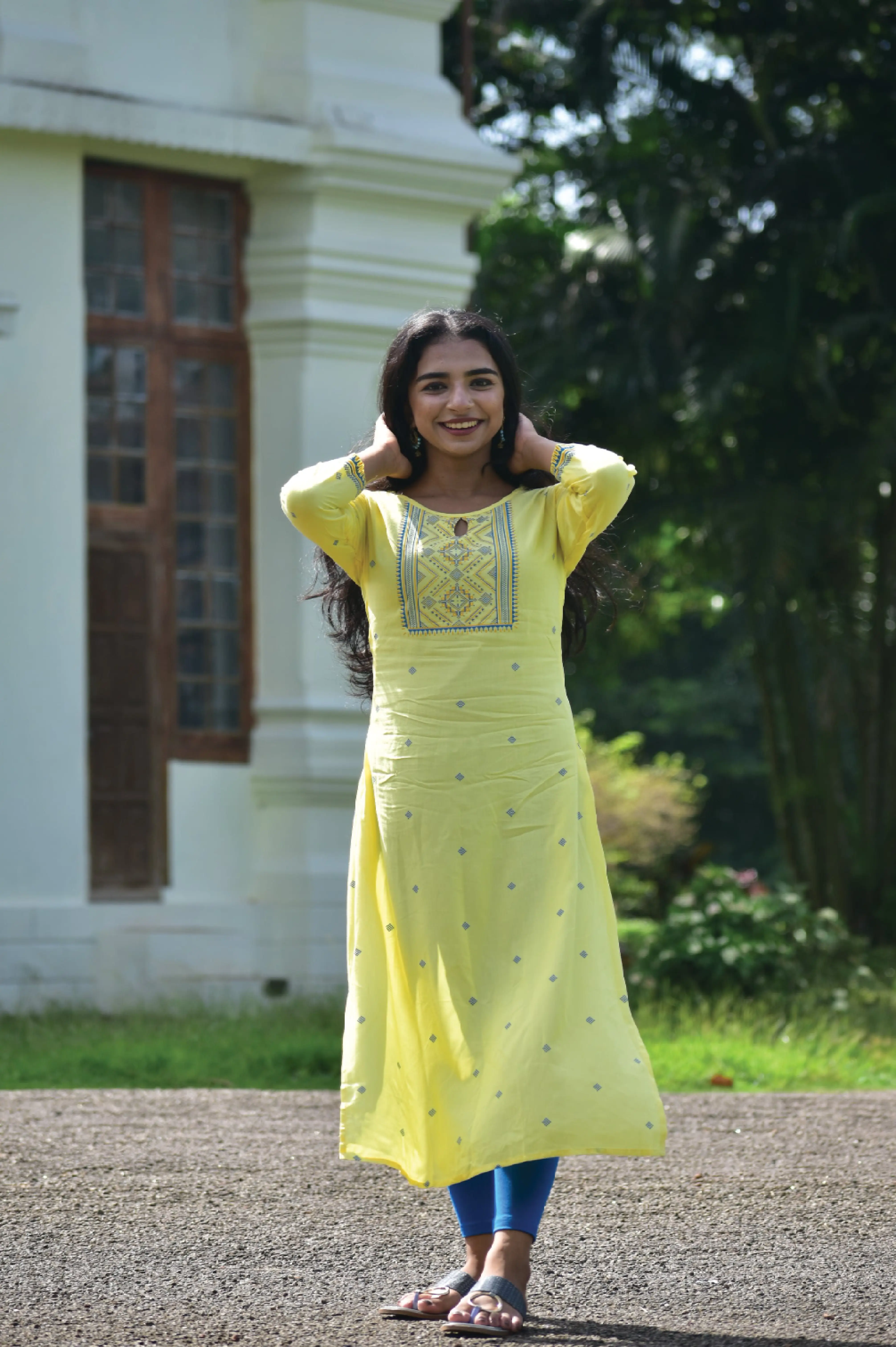 Rayon Kurti with panel print 