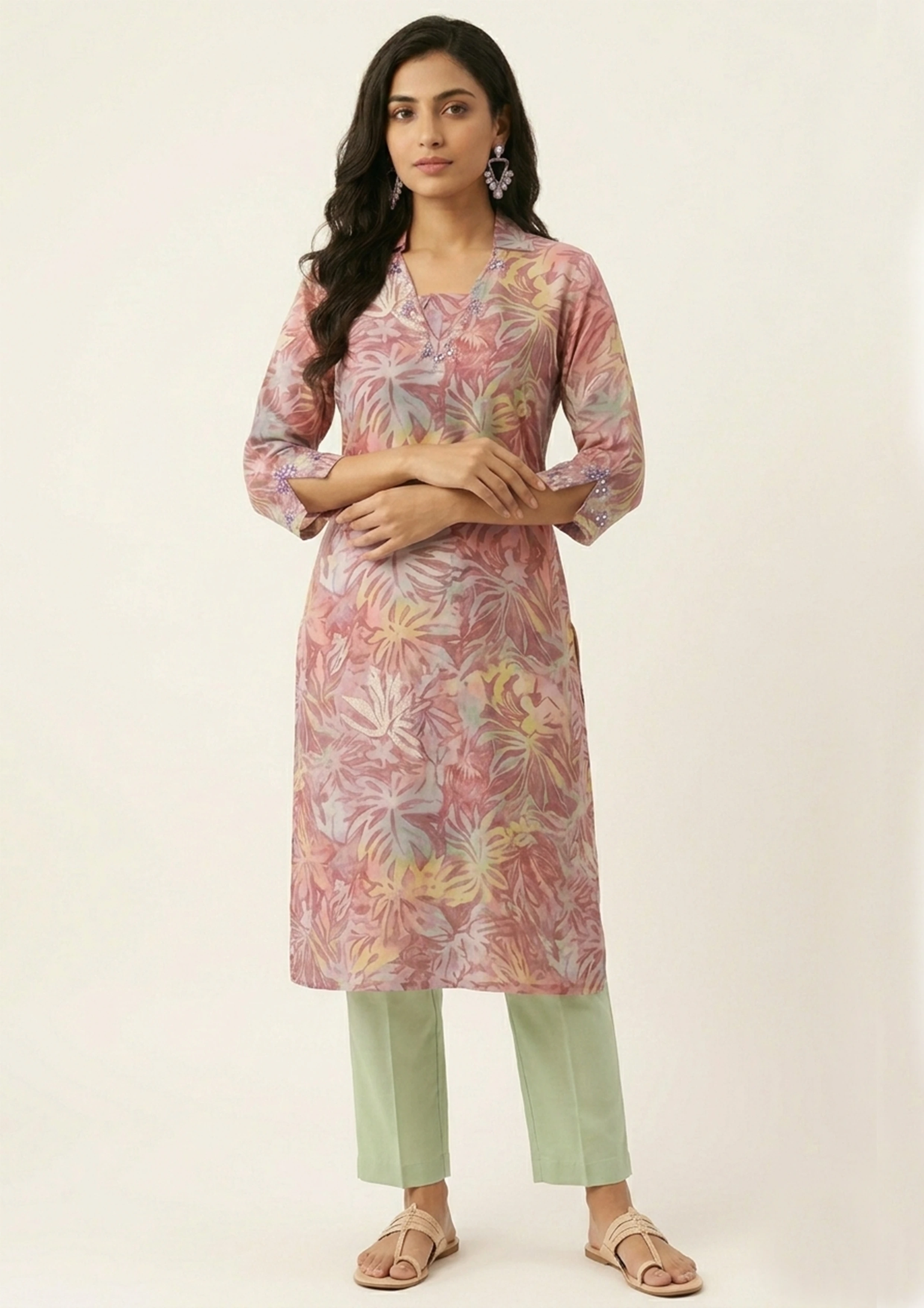 Dusky Rose Floral Kurti