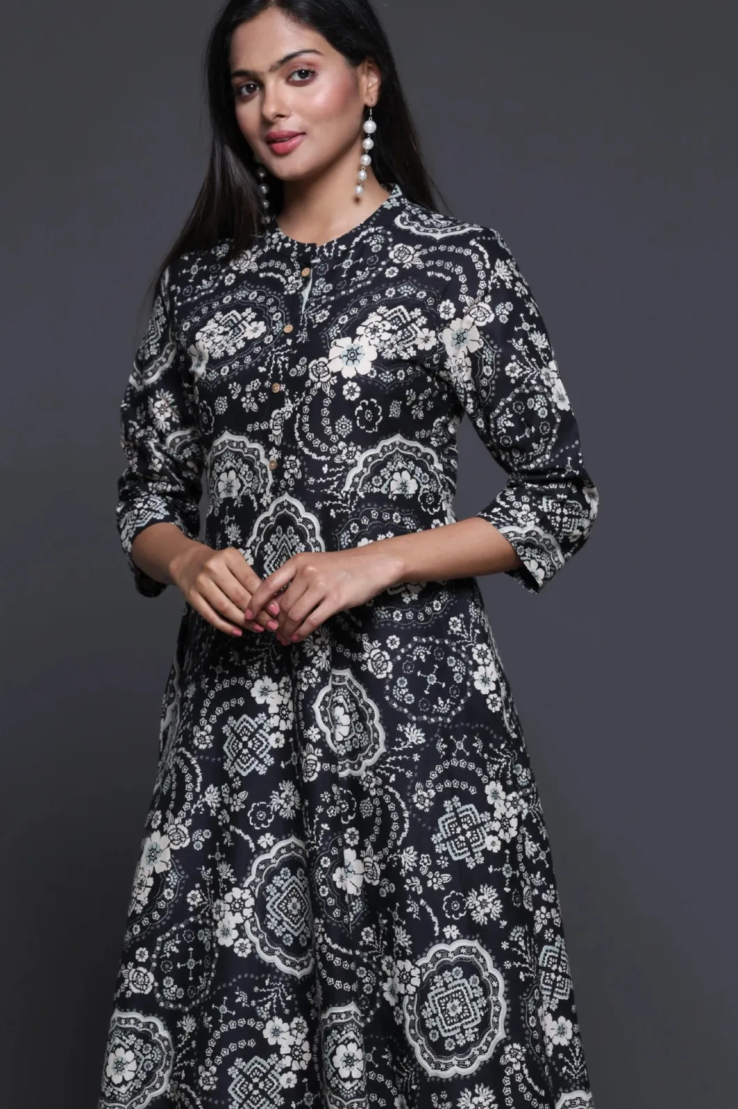 An umbrella flared Kurti with all over print